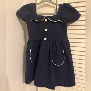 Janie and Jack Navy Dress with White Trim
